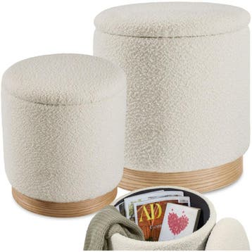 Set van 2 hockers Orchide bouclé, Verzenden, Nieuw