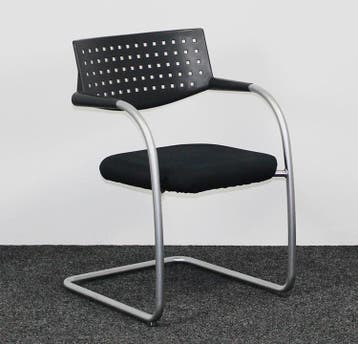 Vergaderstoel Vitra Visavis 1 - Zwart / Aluminium, Ophalen of Verzenden, Gebruikt