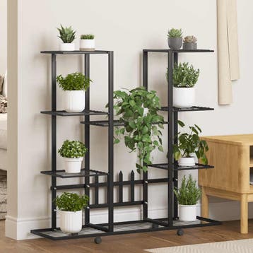 vidaXL Bloemenstandaard met wielen 94,5x24,5x91,5 cm ijzer, Verzenden, Nieuw