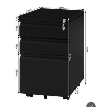 Verrijdbare Kantoor Archiefkast met Slot en 3 Laden, Verzenden, Nieuw