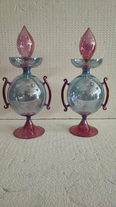 Vaas (2) - geblazen glas - parfumhouder, ontwerp, Antiek en Kunst, Curiosa en Brocante