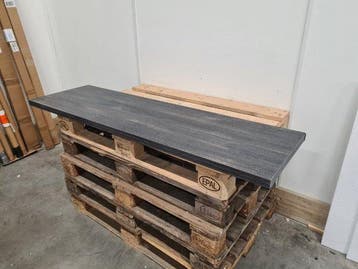 Wastafelblad 160 x 46 x 3,5 cm houtskool zwart hout (B), Ophalen of Verzenden, Nieuw, Wastafel