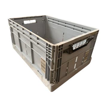 Klapkrat, 600x400x285 mm, euronorm, grijs kunststof,, Gebruikt, 40 tot 60 cm, 50 tot 75 cm, Minder dan 35 cm