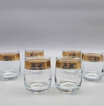 C.R.E. Art Italia - Drinkservies (6) - 24 kt goud - Cognac-