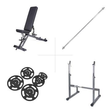 Taurus halterbank B900 + lange halterrek + 75 kg set, Verzenden, Nieuw