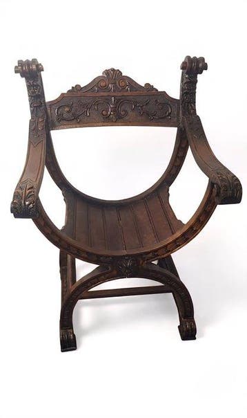 Fauteuil - Walnoot, Kastanje - Fauteuil Savonarole