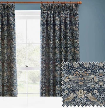 William Morris - “Strawberry Thief Indigo” – Set van twee