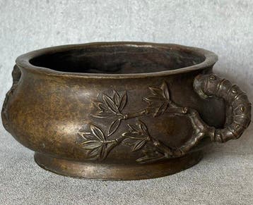 Wierookbrander - Brons - Bamboe-Stijl, Antiek en Kunst
