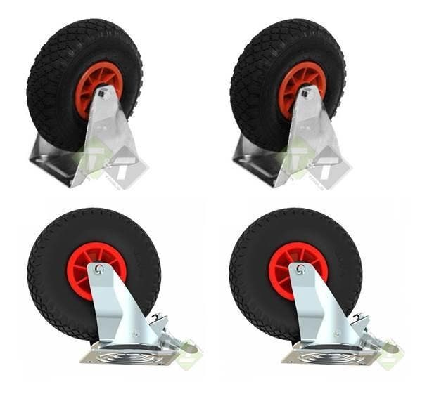 2x Zwenkwiel Met Luchtband En Rem - 2x Bokwiel Met Luchtband, Doe-het-zelf en Verbouw, Zwenkwielen, Nieuw, Ophalen of Verzenden