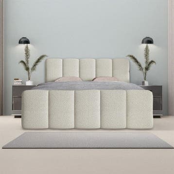 Boxspringbed Manitoba - Bouclé stof - 180 x 200 cm - Beige, Verzenden, Nieuw