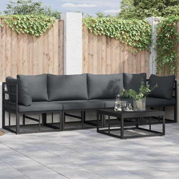 vidaXL Tuinbankenset 4 st Zwart Metaal, Verzenden, Nieuw, Overige materialen, 4 zitplaatsen