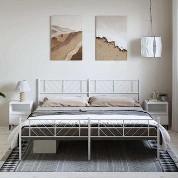 vidaXL Bedframe met hoofd- en voeteneinde metaal wit 193x203, Huis en Inrichting, Verzenden, Wit, Metaal, Nieuw