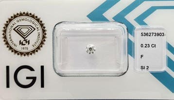 1 pcs Diamant (Natuurlijk) - 0.23 ct - Rond - F - SI2 -, Nieuw