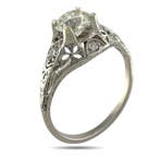 Ring Platina, Exclusieve Art Deco gesculpteerde platina 1,03, Nieuw