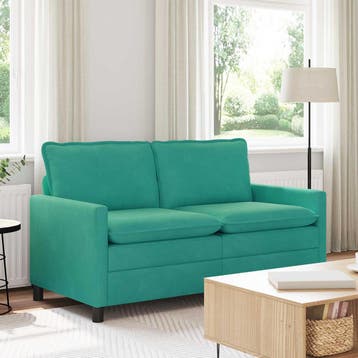 vidaXL Bank Turquoise 156 x 81 x 87,5 cm Fluweel, Verzenden, Nieuw, Stof, Minder dan 150 cm