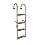 Zwemtrap RVS 316 – Dekmontage – opklapbaar 3 treden teak, Ophalen of Verzenden, Nieuw