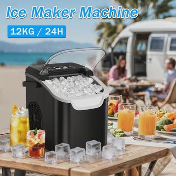 Draagbare IJsmachine 12kg/24H met 2 IJsvormen & Handvat - Sn, Witgoed en Apparatuur, Verzenden, Nieuw