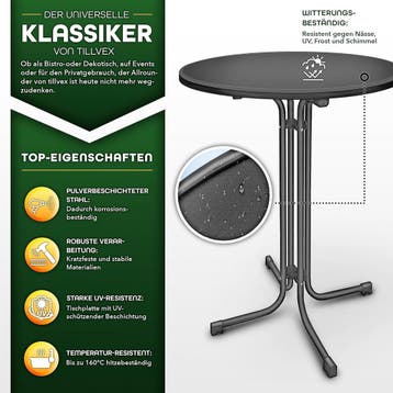Statafel - Bartafel - Partytafel - 70 cm - Antraciet - Tillv, Verzenden, Zo goed als nieuw