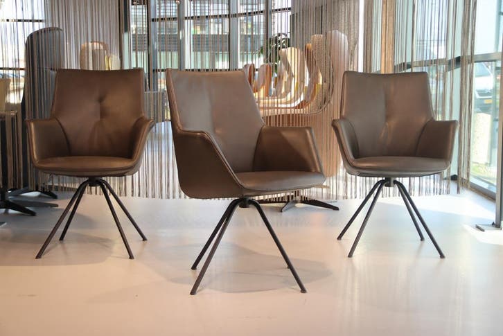 3x Gealux Florence etkamerstoel met draai functie Leer, Huis en Inrichting, Stoelen, Drie, Grijs, Nieuw, Leer, Ophalen of Verzenden