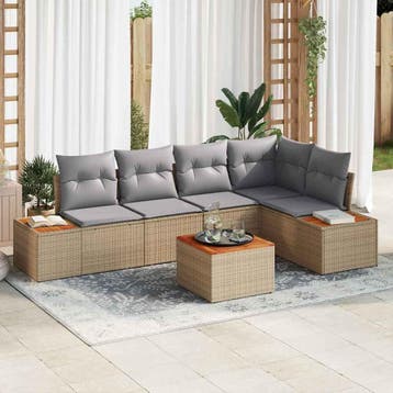 vidaXL Tuin Sofa Set 5 st 5-Aantal zitplaatsen beige en, Tuin en Terras, Verzenden, Nieuw, 5 zitplaatsen