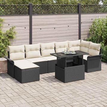 vidaXL Tuin Sofa Set 8 st Zwart Poly riet, Verzenden, Nieuw, Rotan, 8 zitplaatsen