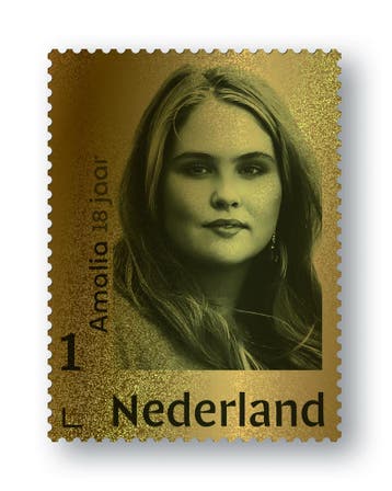Gouden Postzegel Amalia - 18e verjaardag editie -, Verzenden, Gestempeld