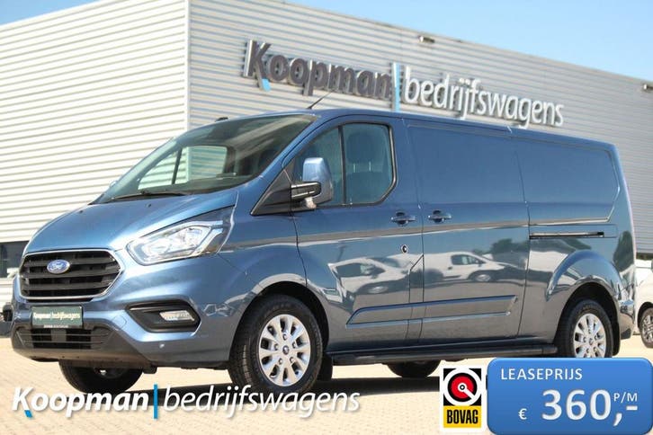 Ford Transit Custom 300 2.0TDCI 130pk, Auto's, Bestelauto's, Onderhoudsboekje, Lease, Automaat, Blauw, Ford, Financial lease, Diesel