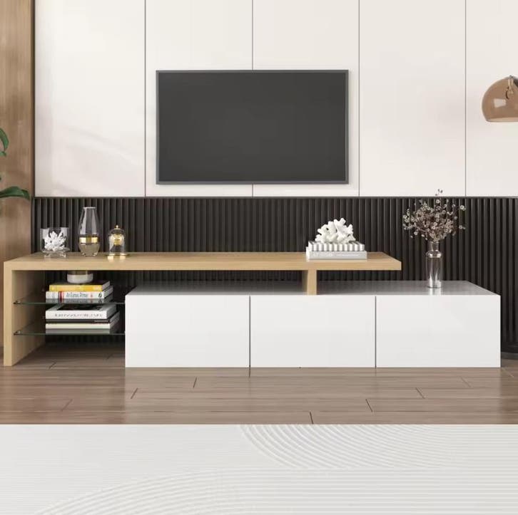 TV-meubel 197,5 cm – Modern lowboard met LED en deuren, Huis en Inrichting, Kasten | Overige, Nieuw, Verzenden