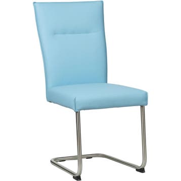 Set van 4 Leren eetkamerstoelen Retro - Toledo Sky Blue, Huis en Inrichting, Stoelen, Ophalen of Verzenden, Nieuw, Leer, Vijf, Zes of meer stoelen