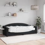 vidaXL Slaapbank met matras 80x200 cm stof zwart, Eenpersoons, Verzenden, Zwart, Nieuw