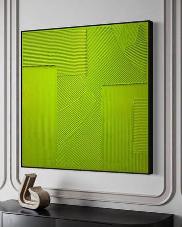 Sarah Schwarzl - Frequency LEAF GREEN (Frame included), Antiek en Kunst