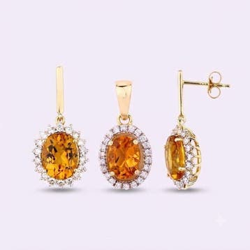 2-delige sieradenset - 14 karaat Geel goud - 6.13ct. tw.