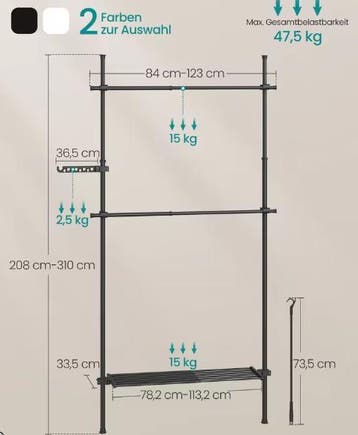 Verstelbare kledingstandaard met grijperarm, Kleding | Dames, Kledingrekken, Verzenden, Nieuw