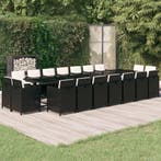vidaXL 19-delige Tuinset met kussens poly rattan zwart, Nieuw, 8 zitplaatsen, Tuinset, Verzenden