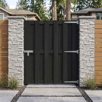 vidaXL Tuinpoort 100 x 112 cm WPC en Aluminium Zwart, Tuin en Terras, Verzenden, Nieuw