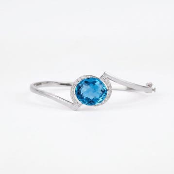 Armband - 18 karaat Witgoud - 12.15ct. tw. Topaas - Diamant, Nieuw