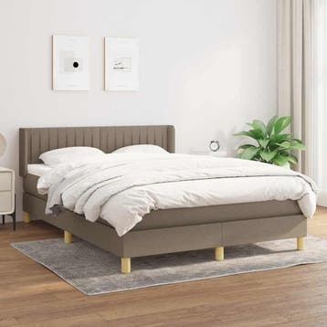 vidaXL Boxspring met matras stof taupe 140x200 cm, Verzenden, 140 cm, 200 cm, Stof