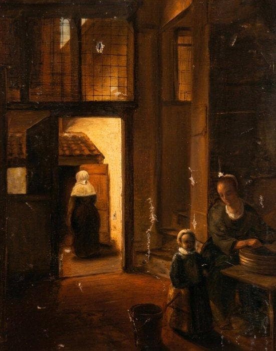 Joseph Claes (1874 -1956), AFTER Pieter de Hooch, Antiek en Kunst, Kunst | Schilderijen | Klassiek