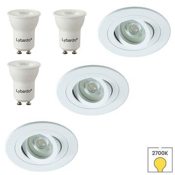 Set van 3 inbouwspots Veneto mini wit + LED spots GU11, Verzenden, Nieuw, Overige typen