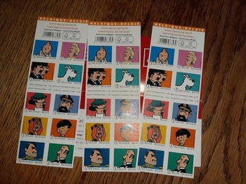 België 2014/2014 - 3 velletjes van 10 Tintin-postzegels. In, Nieuw