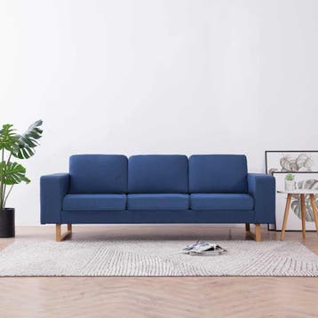 vidaXL Driezitsbank stof blauw, Huis en Inrichting, Verzenden, Minder dan 150 cm, Stof, Driepersoons