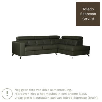 Leren hoekbank Nova - 2.5-zits arm rechts + Longchair arm, 250 tot 300 cm, Bohemian, Industrieel, Modern, Scandinavisch, Hoekbank