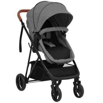 vidaXL Kinderwagen 2-in-1 staal lichtgrijs en zwart, Verzenden, Nieuw