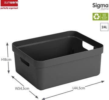 Sunware - Sigma home opbergbox 24L antraciet - 44,5 x 34,5 x, Ophalen of Verzenden, Zo goed als nieuw