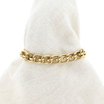 18 Krt. Vintage gouden fantasie schakelarmband | 20,5 cm, Ophalen of Verzenden, Gebruikt, Goud, Goud