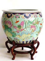 handpainted enamel - Bloempot - Porselein - grote maat