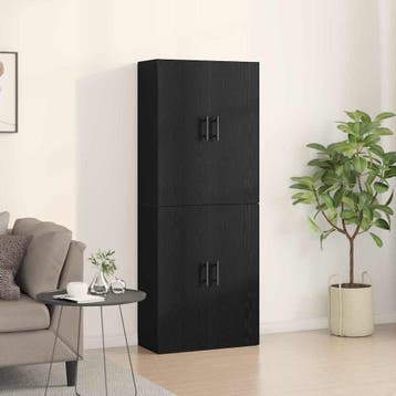 vidaXL Wandkast 2 st Zwart Eiken 69,5 x 34 x 90 cm Bewerkt, Minder dan 50 cm, Verzenden, Nieuw, Minder dan 100 cm