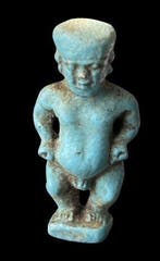 Oud-Egyptisch Faience Mooi en groot Amulet Blue of Ptah, Verzamelen