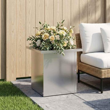 vidaXL Plantenbak met led zilver 30 x 30 x 30 cm, Tuin en Terras, Verzenden, Minder dan 60 cm, Nieuw, Metaal