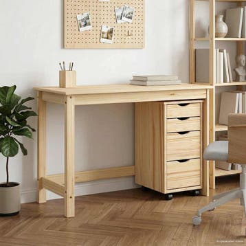 vidaXL Bureau en rollende kast set MOSS 2 st Bruin, Verzenden, Nieuw